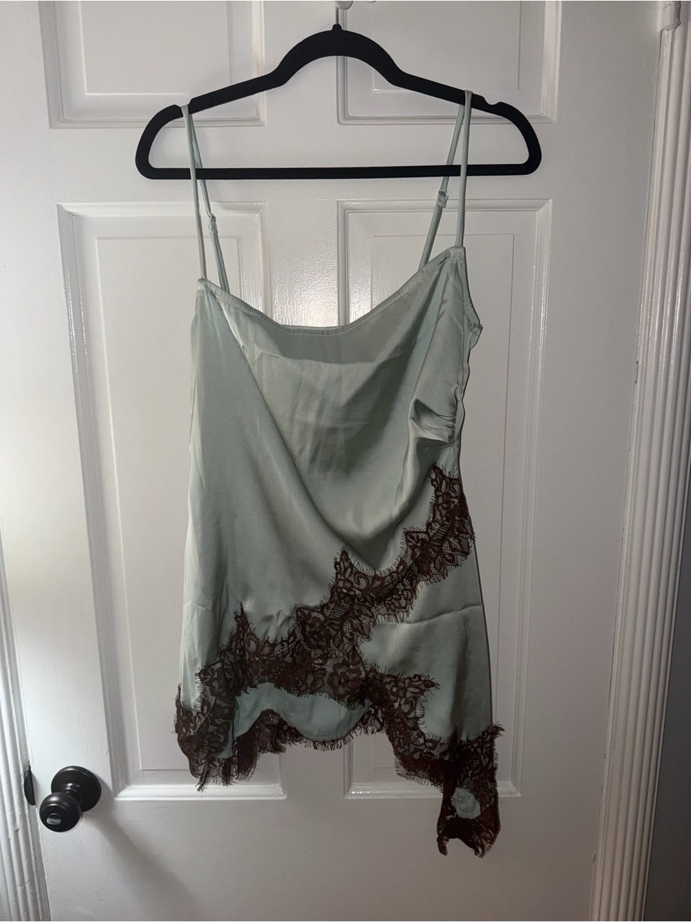 Pretty little thing Satin Lace-Trim Cowl Neck Camisole - light Blue